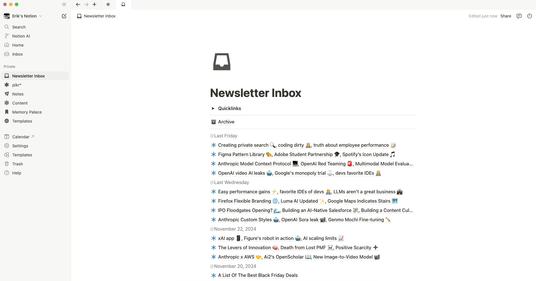 Product showcase of the Notion Newsletter feature